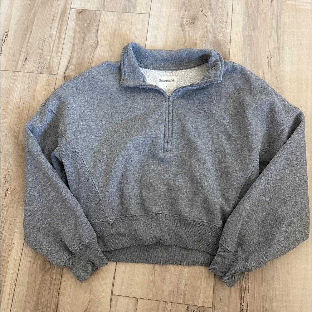 Abercrombie Gray Half Zip-Up Sweater